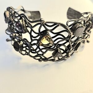 Sterling Silver Gemstone Cuff Bracelet Wire Design
